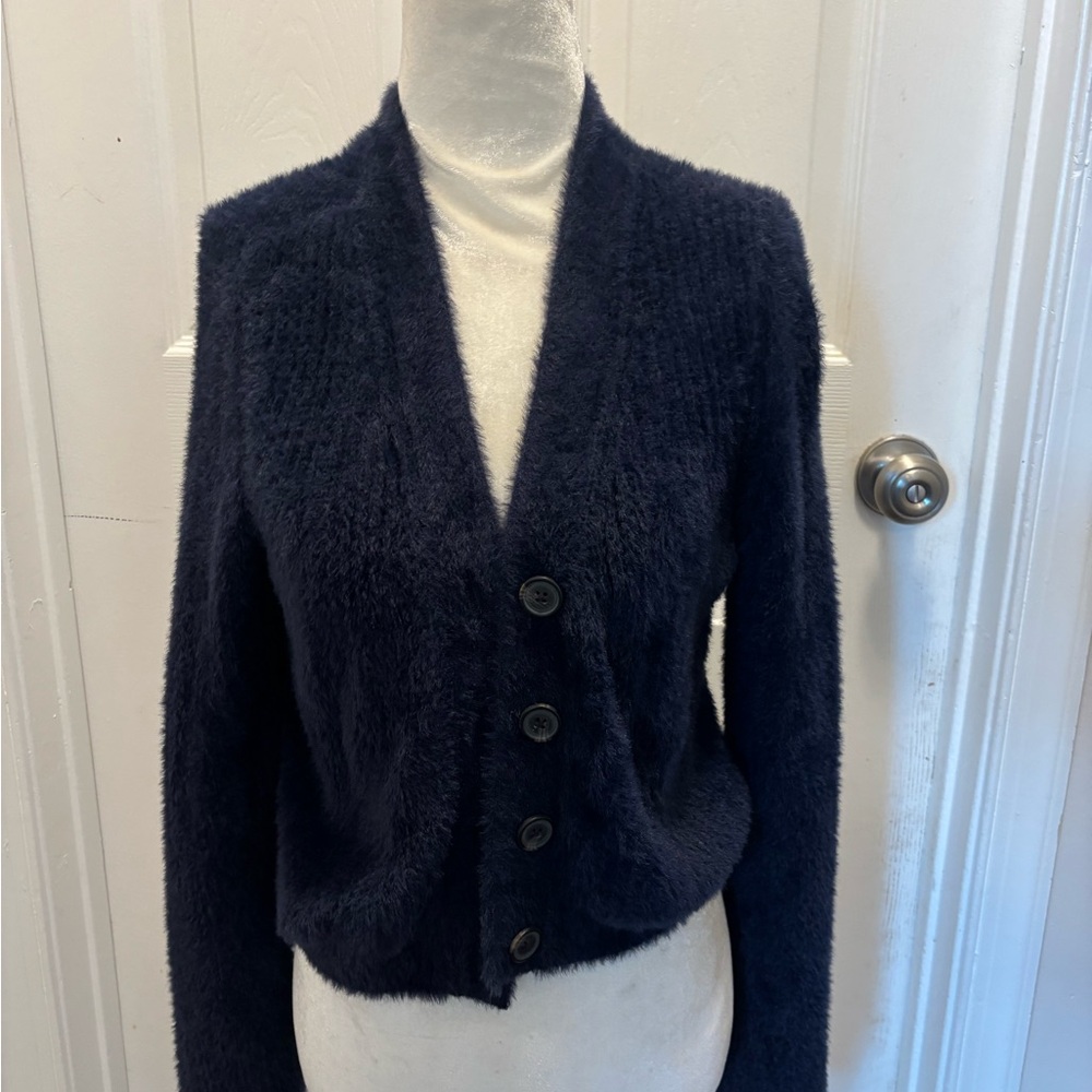 American Eagle Outfitters Fuzzy Navy Cardigan